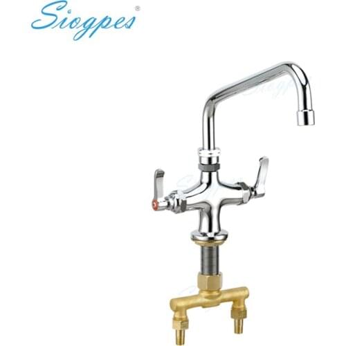Solid Brass 4" Hot & Cold Deck Mount Commercial Pantry Faucet with Swing Nozzle for Food Service