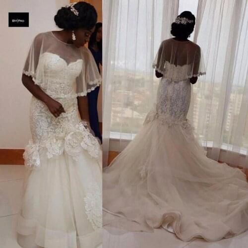 Mermaid Wedding Dresses 2020 Lace Floral Wedding Gowns Sweetheart Backless Tulle Mariage Dress Black Girl