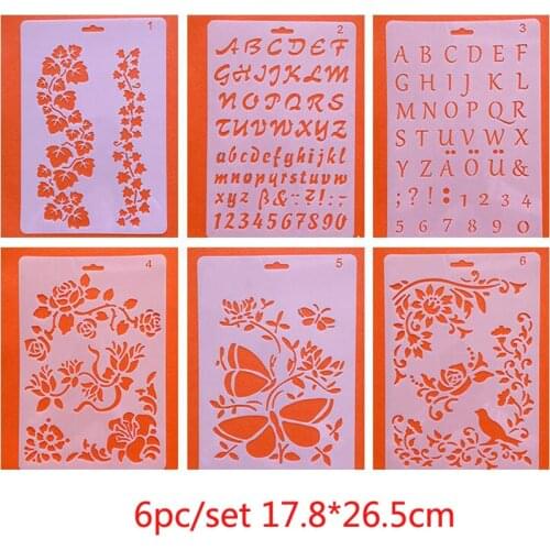 6pc Letter Stencil Painting Template Bullet Journal Accessories Plastic For Scrapbooking Stamp Decor Cake Office School Supplies