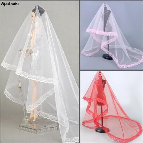 3pcs/lot High Quality Handmade Bridal Wedding Veils For Barbie Dolls Long Veil Wedding Dress Veil For 1/6 BJD Dolls Accessories