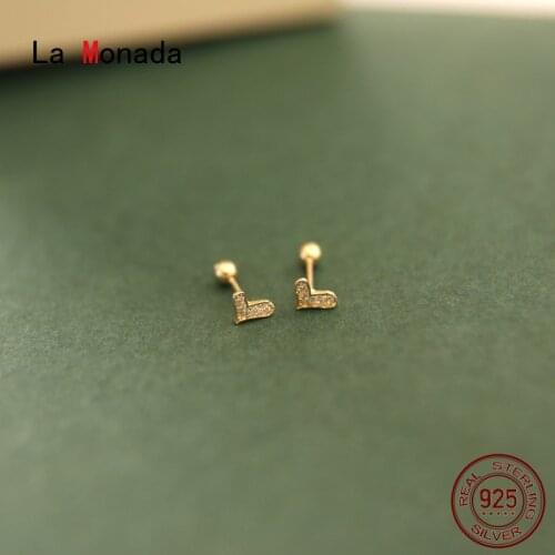 La Monada Heart Earrings Studs 925 Sterling Silver Fine Jewelry Minimalist Beautiful Stud Earrings For Women Silver 925 Korean