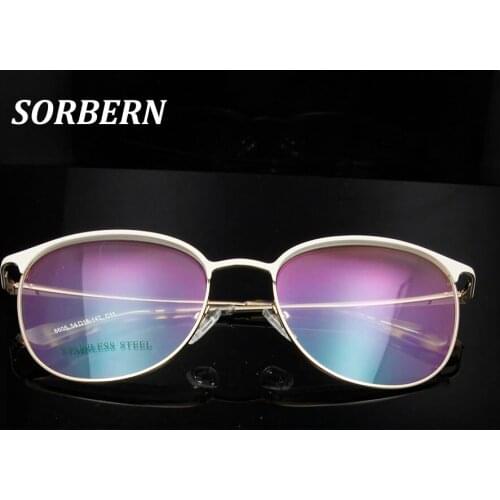 SORBERN High Quality Vintage Round Eyeglass Frames For Women Trends Retro Glasses Optical Lens Glass Prescription Eyewear Frame