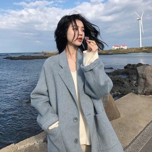 2020 Autumn and Winter Womens Japanese-Style Woolen Overcoat Womens Mid-Length Students Popular Short-Height Mori Woolen Coat