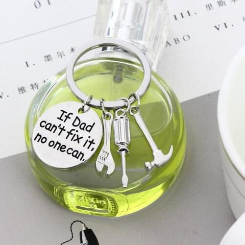12PC Wholesale Hammer Wrench Tool Keyring If Dad Can't Fix No One Can screwdriver Keychain Keyfob Family Papa Fathers Day Gift