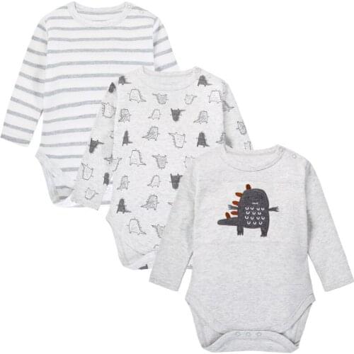 3 pieces / lot New Baby beautiful little monsters print Sports suit for kids natural cotton clothing with Long sleeves for boys