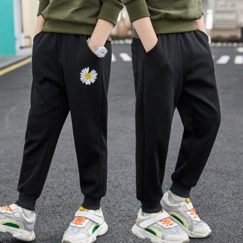 Embroidery Spring Autumn Thin Casual Pants Boys Kids Trousers Children Clothing Teenagers School Cotton Formal Sport High Qualit