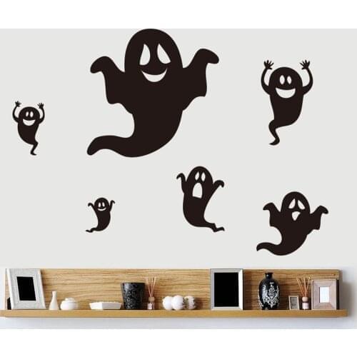Halloween Black Ghost Sticker Self-Adhesive Wall Art Decals Halloween Party Haunted House Living Room Stickers Wall Decoration
