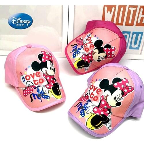 Disney New Spring Autumn Minnie Mouse Cartoon Cotton Baseball Caps Lovely Bow Baby Girls Cap Boy Child Kids Sun Snapback Hats