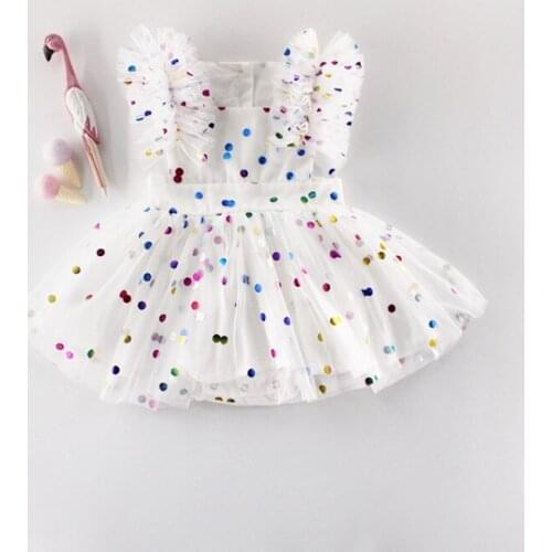 Infant Baby Cotton Ruffles Sleeve Princess Party Newborn Girls Rompers Toddler Christening Baptism Cute Kids Jumpsuits Dress