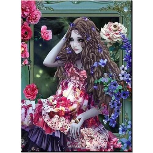 DIY 5D Diamond Painting Full Square Round Drill Princess Flowers Cross Stitch Diamond Embroidery Rhinestones Kits I101