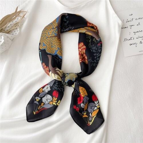 Design Print Satin Headscarf Headband Silk Square Scarf Lady Hair Band Women Fashion Head Wraps Female Shawl Bandana Neckerchief