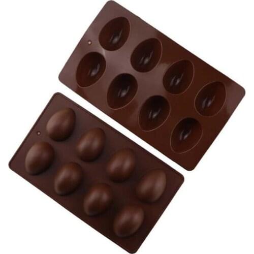 10pcs/lot 8 Cavity Easter Egg Baking Mold Silicone Easter Candy Cake Chocolate Mold Fondant Cook For Kitchen DIY Tool