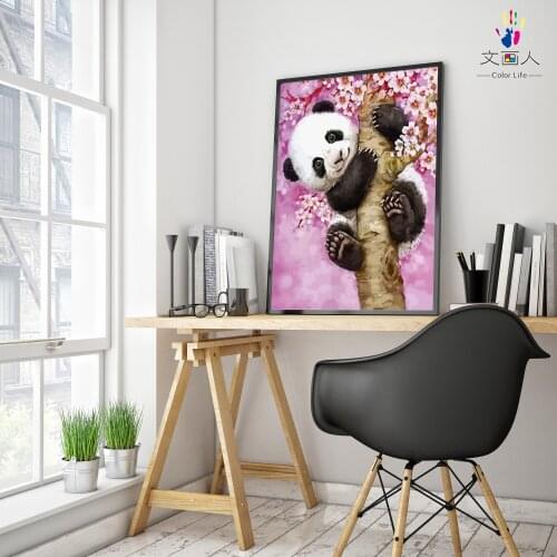 Paint by number art painting Animal panda hand-painted color oil painting Living room bedroom Decorative paintings