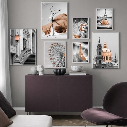 Ferris Wheel Carousel Tower Dancer Flower Wall Art Canvas Painting Nordic Posters And Prints Wall Pictures For Living Room Decor