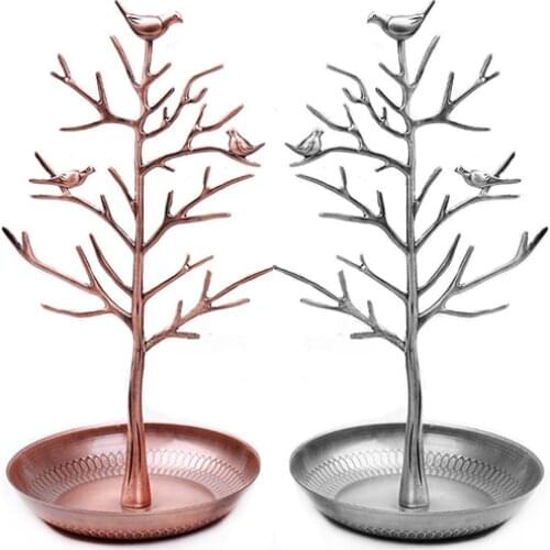 50% Hot Sales Vintage Bird Tree Stand Jewelry Earrings Necklace Ring Show Rack Holder Display