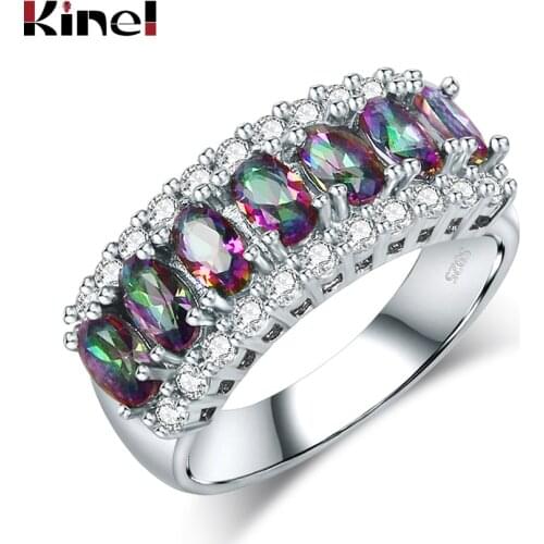 Kinel Fashion Colorful Blue Stone Tibetan Silver Ring For Women Exquisite Bridal Wedding Jewelry 2018 New
