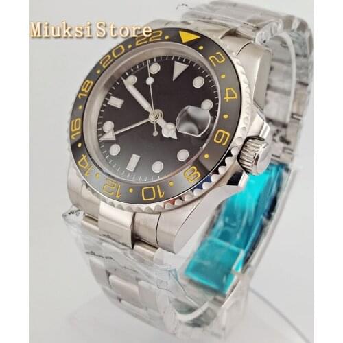 Bliger 40mm sapphire glass ceramic bezel sterile dial date window GMT luminous automatic mens top mechanical watches