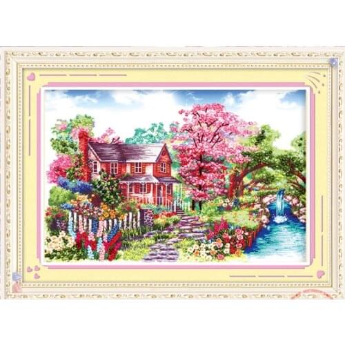 45x63cm 3D Romantic home Ribbon embroidery kit stain painting set handcraft kit DIY handmade needlework art home decor