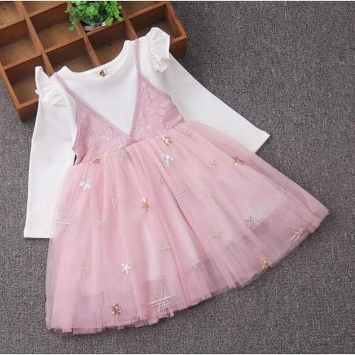 New 2018 spring autumn girl long sleeves dress kids clothes girl princess dresses baby girl lace party dress for 2-9T clothing
