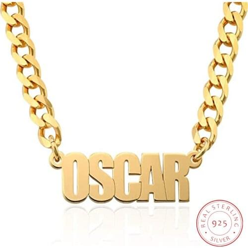 Noelia Personlized Custom Name Necklace Sterling Silver Cuban Chain Necklace Custom Pendant for Men Women Jewelry Gifts