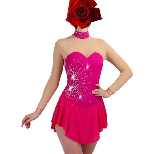 Figure Skating Dress Women girl Ice Skating Dress royal blue Gymnastics Costume custom rhinestone royal blue B082