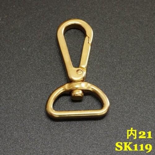 SK119) 2pc Solid Brass Spring Snap Hook Swivel Clasp Key Ring Chain Hardware