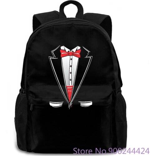 Tuxedo Punk Femme Brand Hipster Slim Printed Charming women men backpack laptop travel school adult student