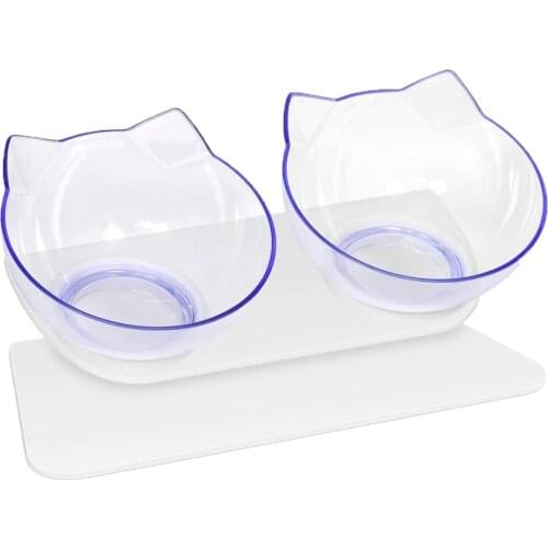 Cute Cat Bowls With 15° Tilted Raised Stand Protected Cervical Spine Cat Food Water Bowls Non-slip Pet Bowls For Cats Small Dogs