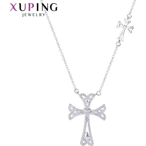Xuping Temperament Religion Cross Pattern Necklace Pendant for Women Mothers Day Jewelry Gift M54-40074