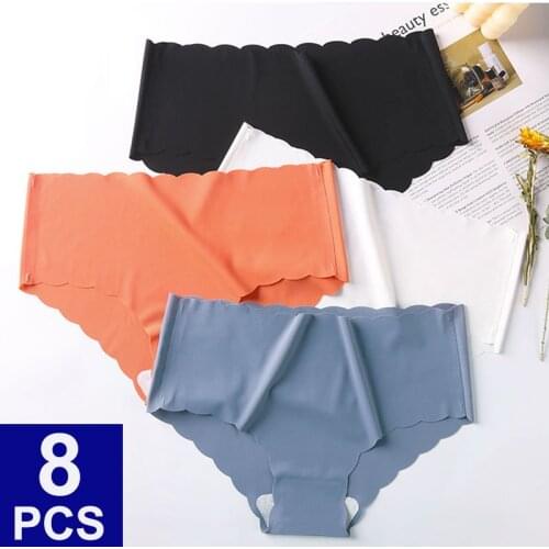 Ice Silk Medium Waist Sexy Large Wavy Womens Briefs Underwear Women Panties Seamless Panties Cotton Thong Lingerie