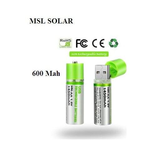 ALLMEJORES 2Pcs Mini AA Battery Nimh AA 1.2V 600MAH Rechargeable Battery NIMH USB AA With Colorful Card Package CE FCC ROHS