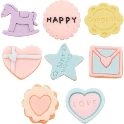 24PCS Resin Cartoon 0.8inch Cookies Hair Accessories Boutique DIY Phone Case Accessories Making Headwrap Embellishments