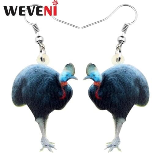 WEVENI Acrylic Unique Fashion Australian Cassowaries Bird Earrings Dangle Drop Animal Design Jewelry For Women Girls Party Gift