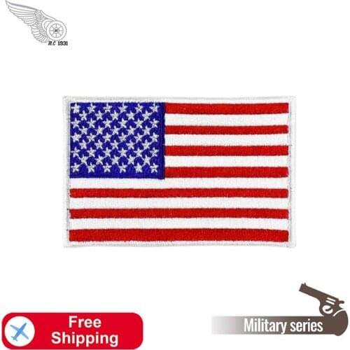 US American Flag Embroidered Patch Iron on Applique Biker Military Badges Sewing Accessories for Jacket Clothing Stickers Label