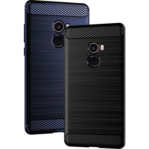 Shock Absorption Cover Soft TPU Anti Scratch Carbon Fiber Back Original Case for Xiaomi Mi Mix 2 5.99" Cover Cases