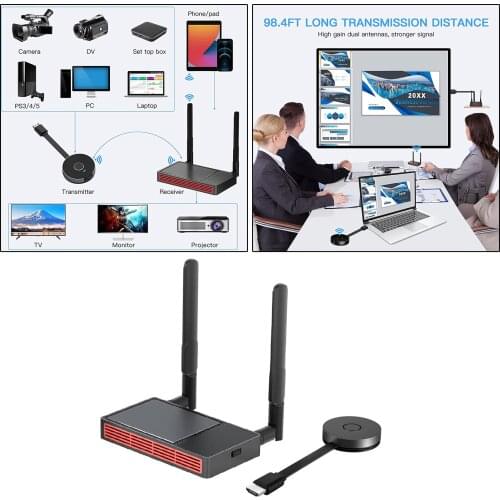 Wireless Transmitter w/Receiver Wireless Display Dongle Mirroring Screen Plug and Play for Laptops PC Phone