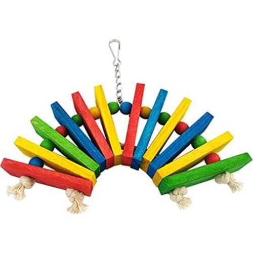 Color Wooden Bird Toy Suitable for African Greys Parrot Cage Chew Toy