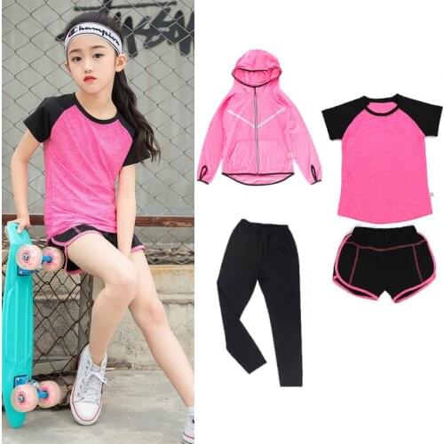 Children Fitness Outdoor Sportswear Kids Girl Training Running Jogging Suit Gym Compression Set Leggings Yoga Sports Tracksuit