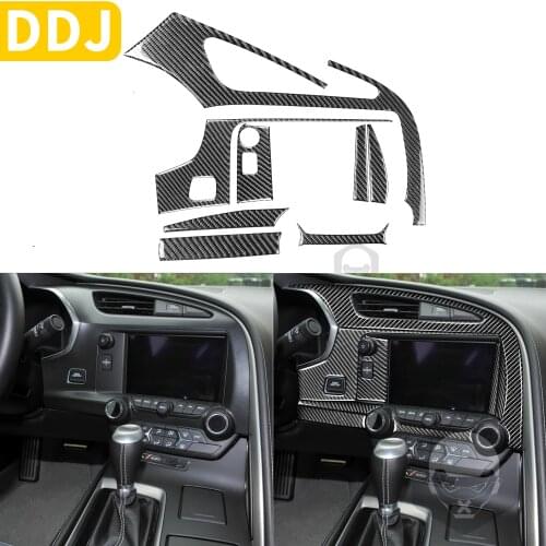 For Chevrolet Corvette C7 2014-2019 Carbon Fiber Interior Central Control Multimedia Navigation Panel Stickers Car Accessories