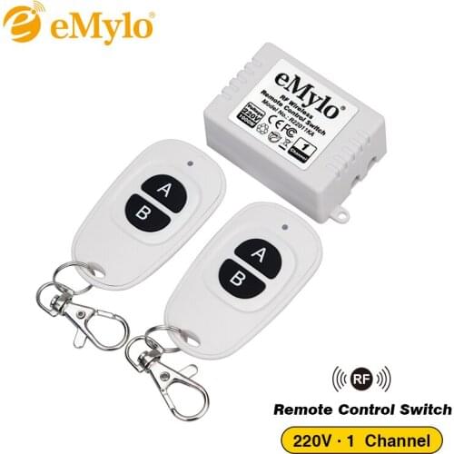 EMylo AC220V-240V 1000W 1Ch 433mhz RF Remote Control Switch Wireless RF Relay with Transmitter Kit for Light White