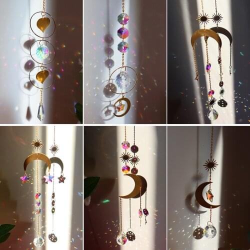 Crystal Hexagonal Diamond Prisms Hanging Rainbow Chaser Lighting Accessories for Window Curtains Pendant Home Garden