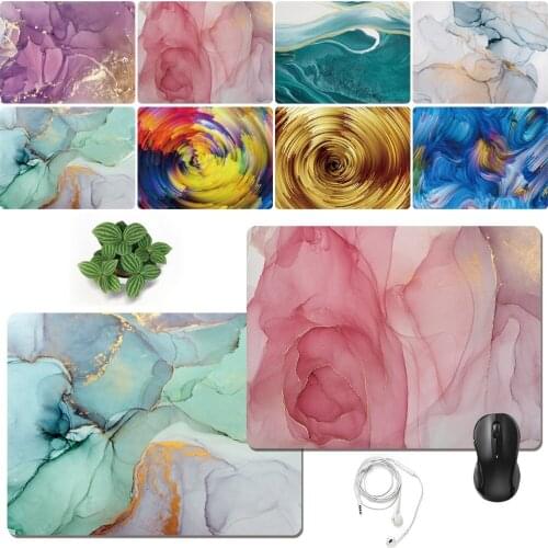 Mouse Pad Game Gamer Mouse Pad Watercolor Pattern PU Leather Waterproof Desk Mat Computer School Office Small Size Mouse Pad