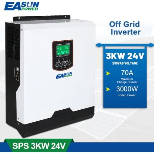 EASUN POWER 3000W Pure Sine Wave Soalr Inverter 230VAC 24V 50Hz/60Hz 3000VA PWM 70A Charge Current inversor With Battery Charge