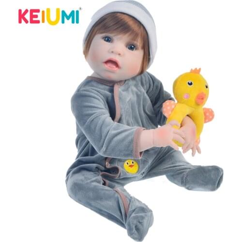 KEIUMI Newborn Doll 23 Inch Realistic Full Silicone Reborn Baby Boy For Sale Lifelike Alive Dolls Kid Playmate Christmas Gift