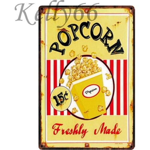 [ Kelly66 ] Popcorn Buttery Fresh Metal Sign Tin Poster Home Decor Bar Wall Art Painting 20*30 CM Size y-1920
