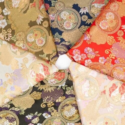 CF793 Flowers Japanese Style Nishijin Brocades Kimono Cosplay Handmade DIY Materials Manual Bags Dress Clothes Fabrics