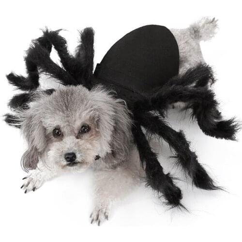 Hot Sale Halloween Pet Clothes Dog Cat Horror Simulation Plush Spider Transfiguration Party Dress Up