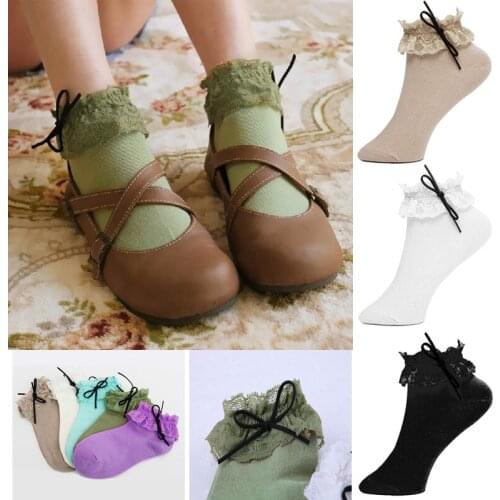Hot sales Beautiful Ladies Vintage Lace Ruffle Frilly Ankle Socks Sexy Floral Lace Frilly Socks Princess Girls Cotton Socks