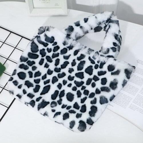 Fashion Faux Fur Bag Designer Luxury Brand Imitation Fur Printing Handbag Ladies Casual Handbag