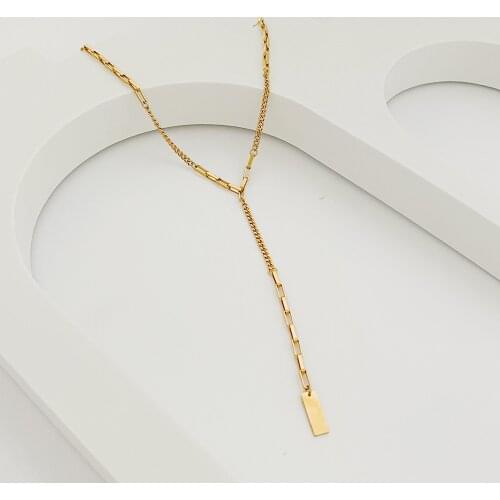 Monlansher Geometric Mixed Chain Y Necklace Gold Color Titanium Steel Chain Necklaces Minimalist Daily Collar Fashion Jewelry